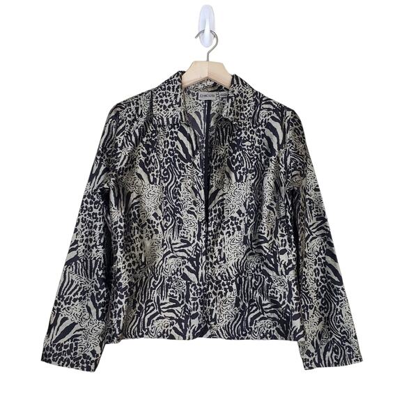Chico's Womens S 100% Silk Animal Print Open Front Blazer - Picture 1 of 9
